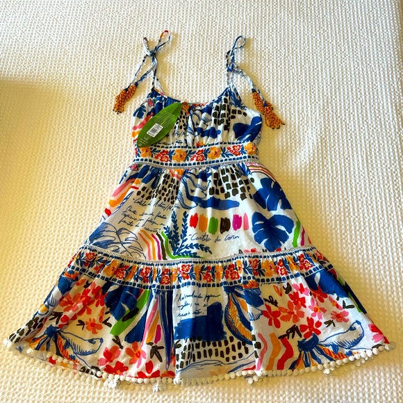 FARM Rio Dresses & Skirts - Farm Rio Blue Wild Brazil Tie Strap Mini Dress